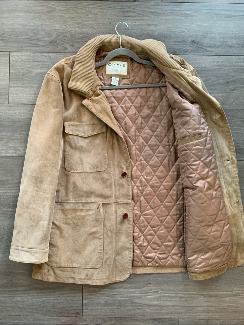 Orvis Camel Suede Quilted-Lined Jacket
